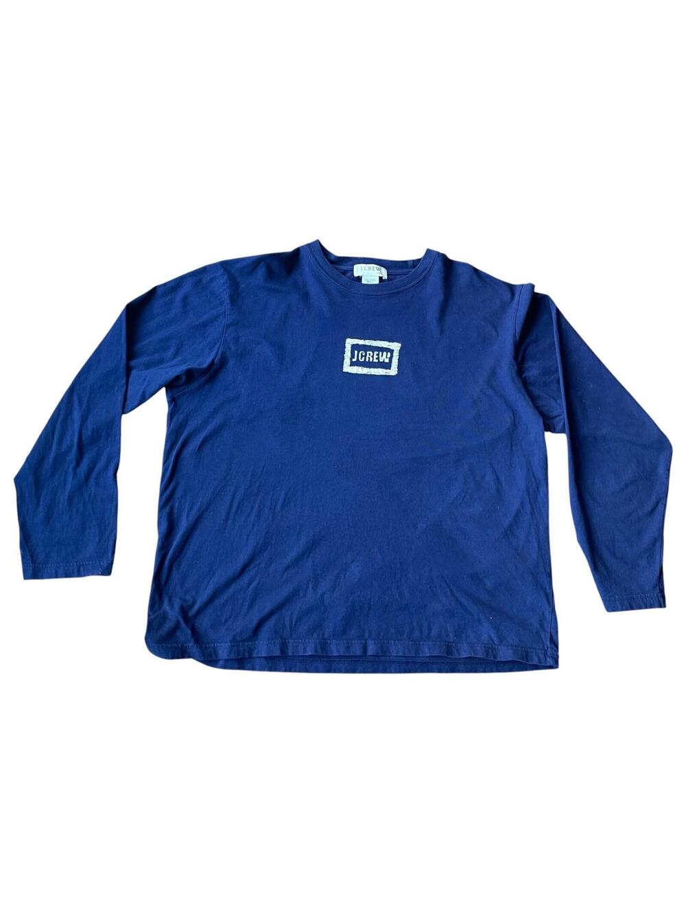 J.Crew Men’s XXL Long Sleeve T-Shirt Navy Blue Crewneck Cotton Logo